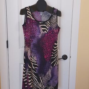 Sleeveless Multi Color Black, Purples, Cream with Sequins w/ Animal Pattern Lar.